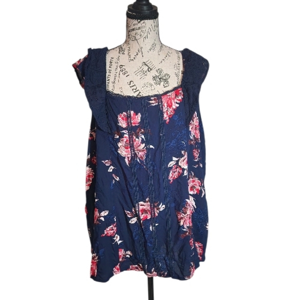 Maurices Floral Eyelet Lace Ruffle Top, 1X-Large